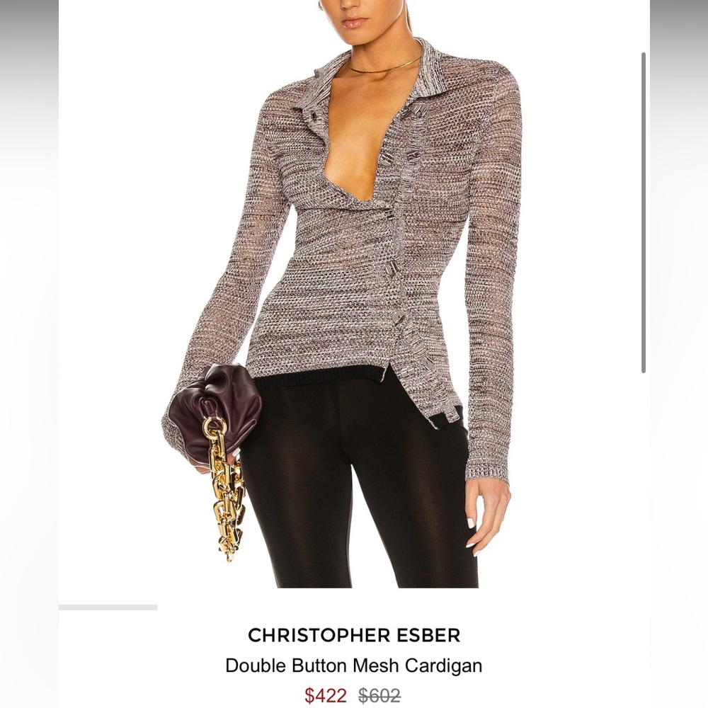 CHRISTOPHER ESBER
Double Button Mesh Cardigan